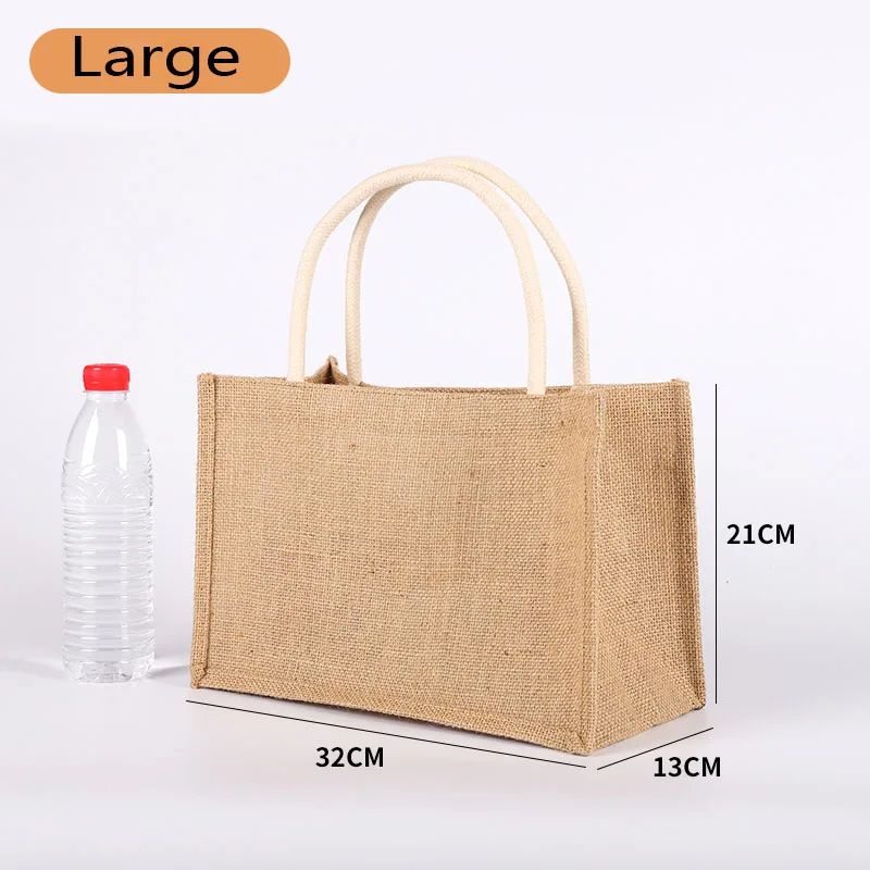 

Wholesale Promotion Linen Hessian Hemp Jute Grocery Shopping Burlap Beach Tote Bag linen tote bag