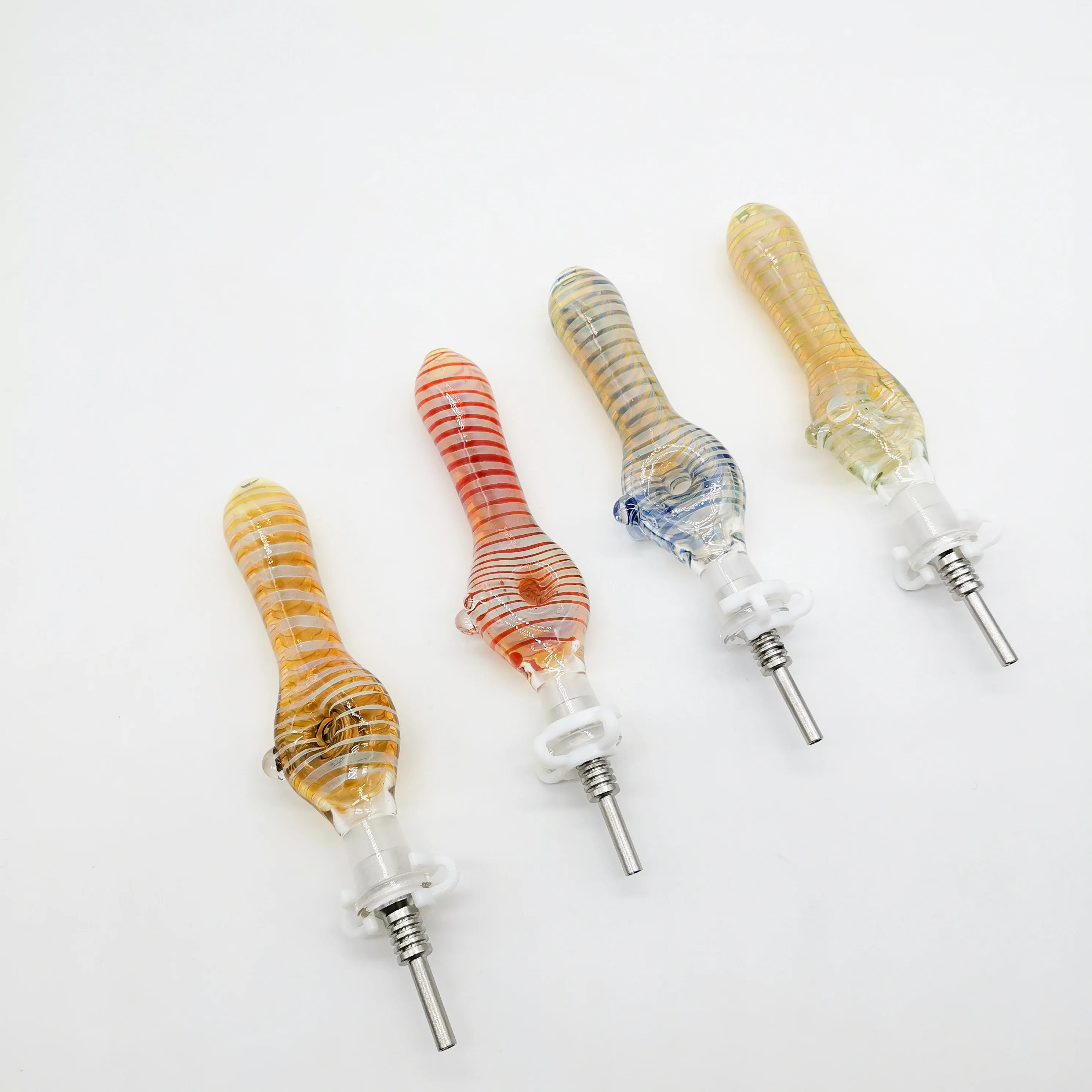 

Smoke shop supplier US colored 10mm Titanium Tip Glass Nectar glass Collector Kit Honey Straw, Custom colors