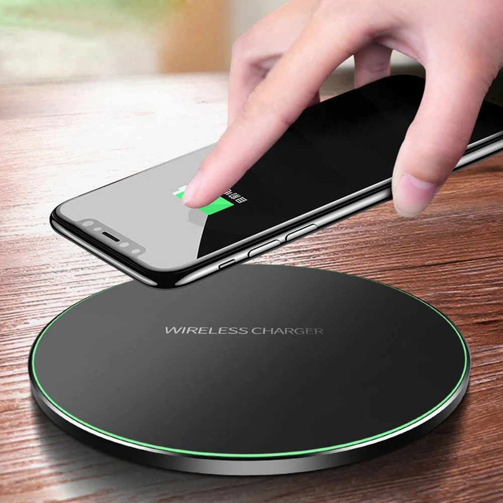 

Amazon Q21 10W Ultra Thin Rapid Wireless Charging Pad Fast Qi Wireless Portable Charger plate for Smart mobile Phone charger