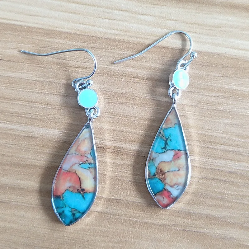 

Online shopping Fashion Women Drop Earring Oil Painting Colorful Glass Earrings for Women Jewelry Gift 2021
