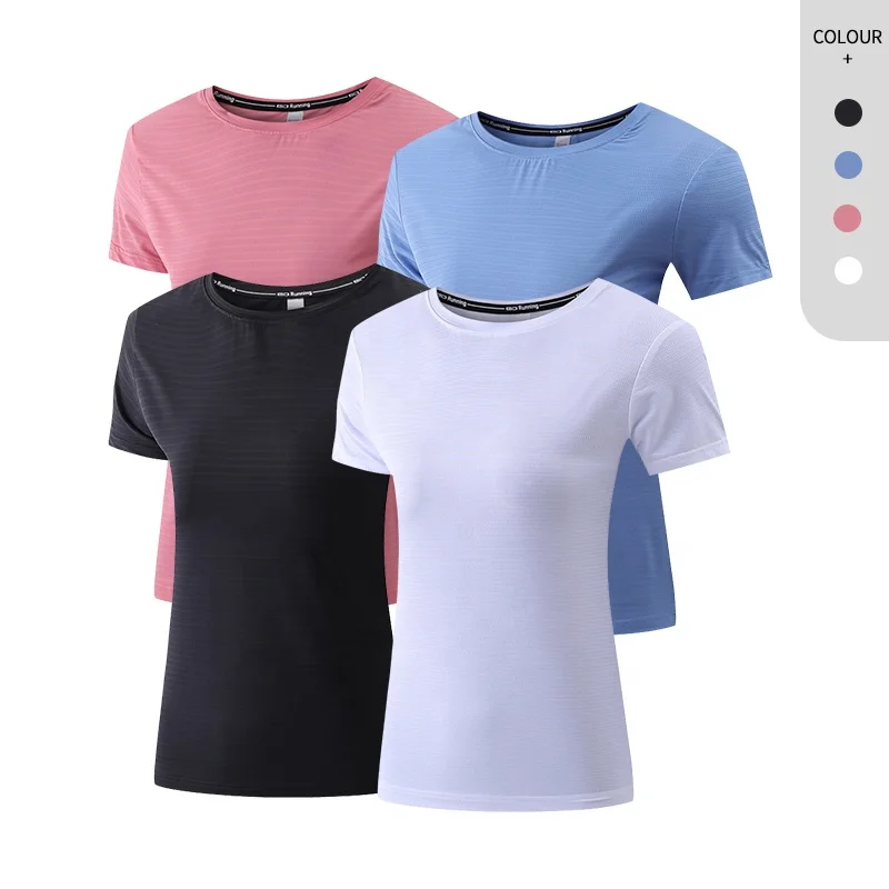 

Women Yoga Sportswear Mesh Stretch Quick Dry Gym Shirts With Logo Custom Printing