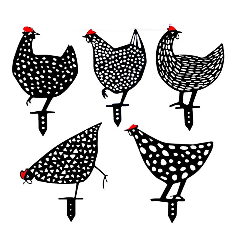 

Gardening Ornaments Chicken Yard Art Iron Garden Backyard Lawn Stakes Metal Yard Art Decor Gift Easter Decoration, Black