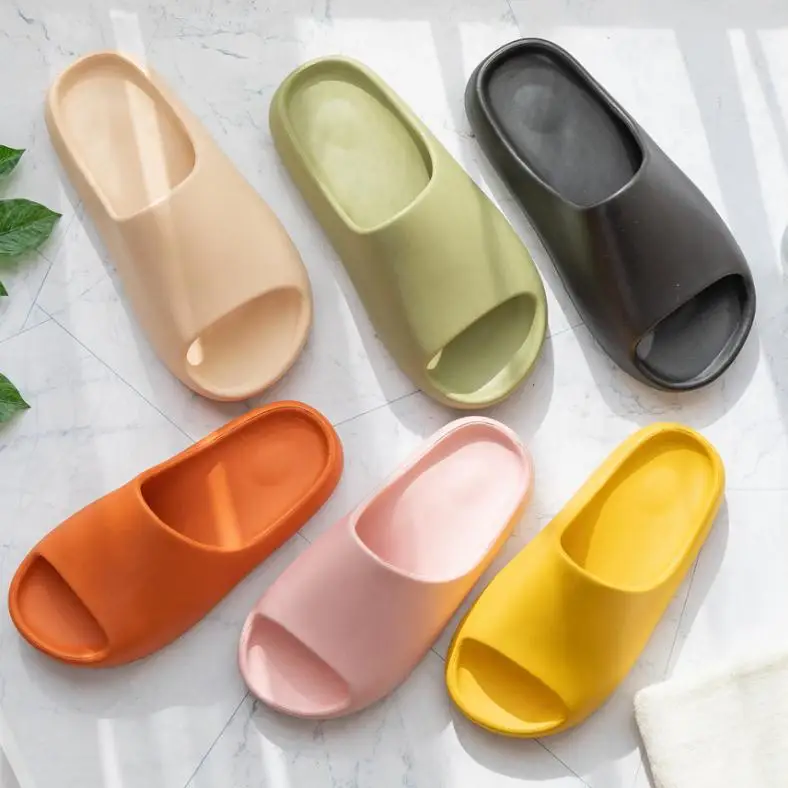 

wholesale 2021 fashion anti slip summer soft yeezy slide sandal black yellow green yeezy slippers, Black/ red/hot pink/blue/yellow