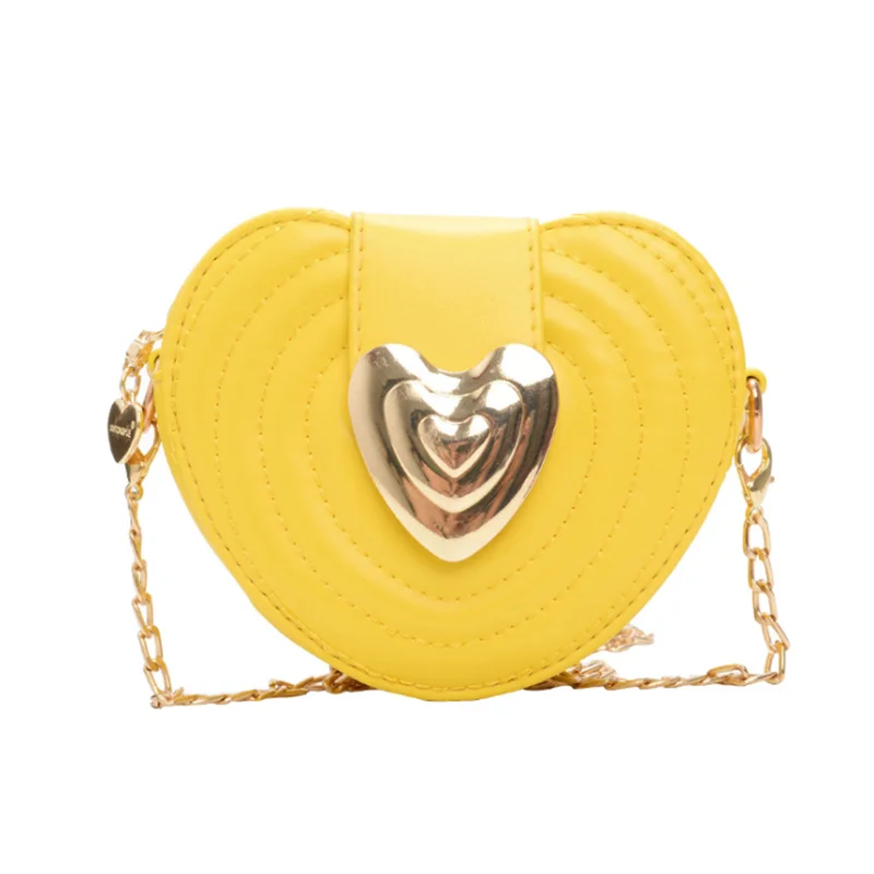 

Wholesale High Quality Leather Metal Heart Shape Quilted Mini Kids Children Purse Handbag Crossbody, As pic