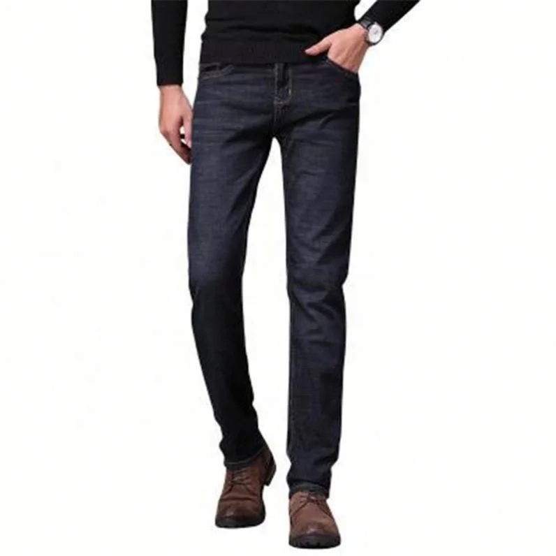 

Voogue Business autumn high stretch Korean casual pants men Slim straight high waist denim trousers, Customized color