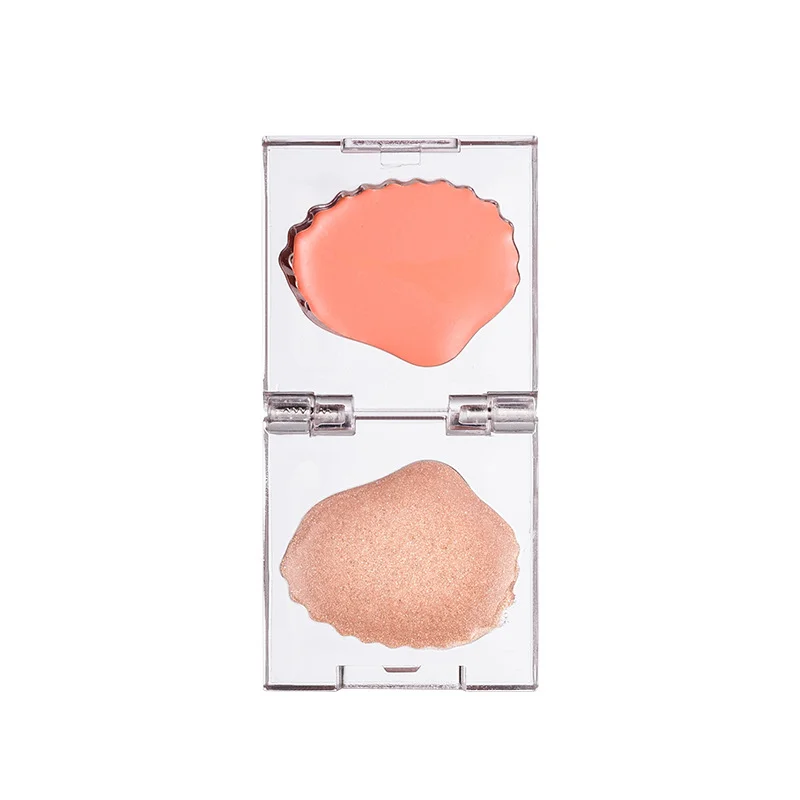 

GUICAMI 2in1 crystal shell highlights blush moising soft waxy cute shimmer blush transparent skin friendly make up blush