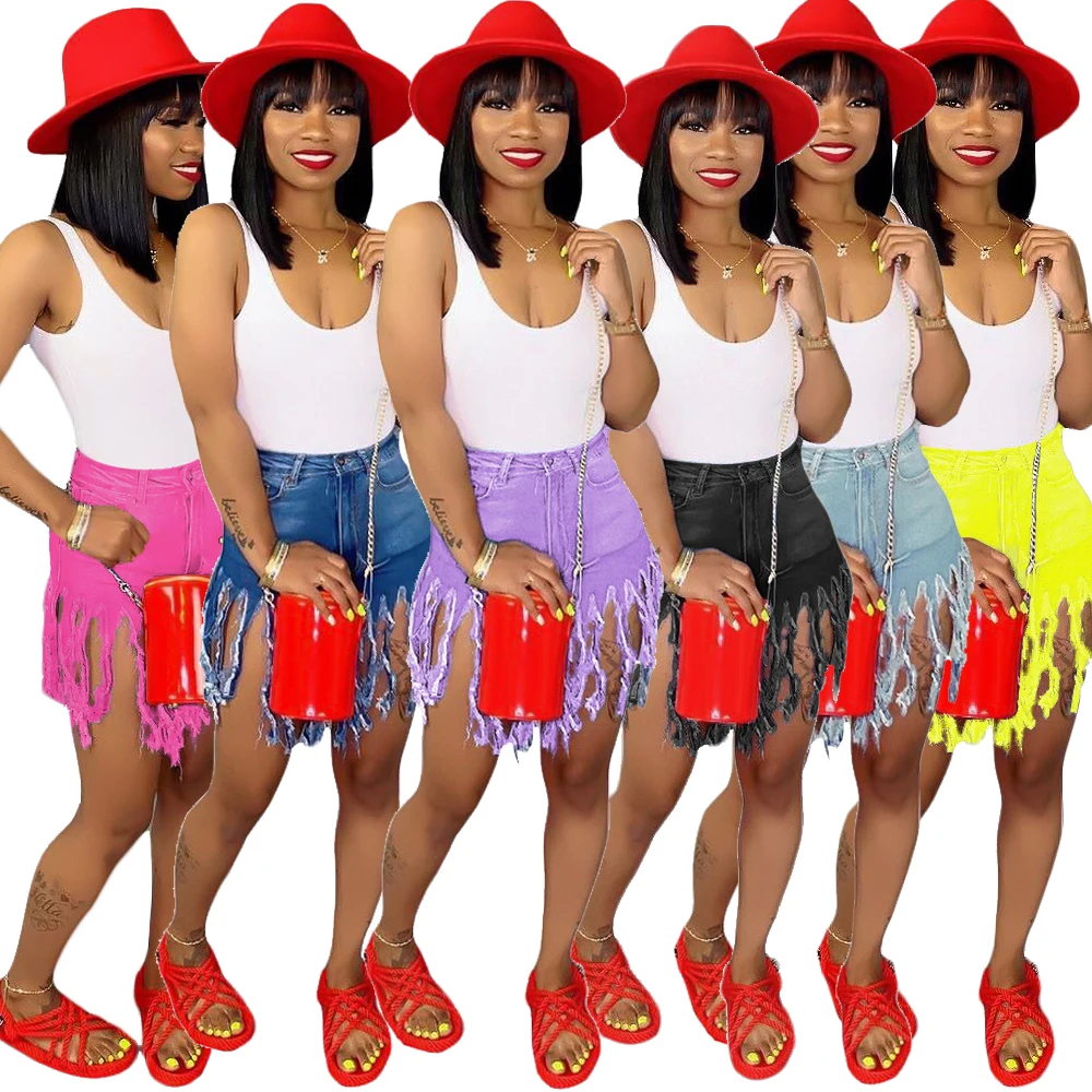 

Summer Tassel Jean Shorts Women High Waist Denim Shorts Ladies Pants Denim Jeans