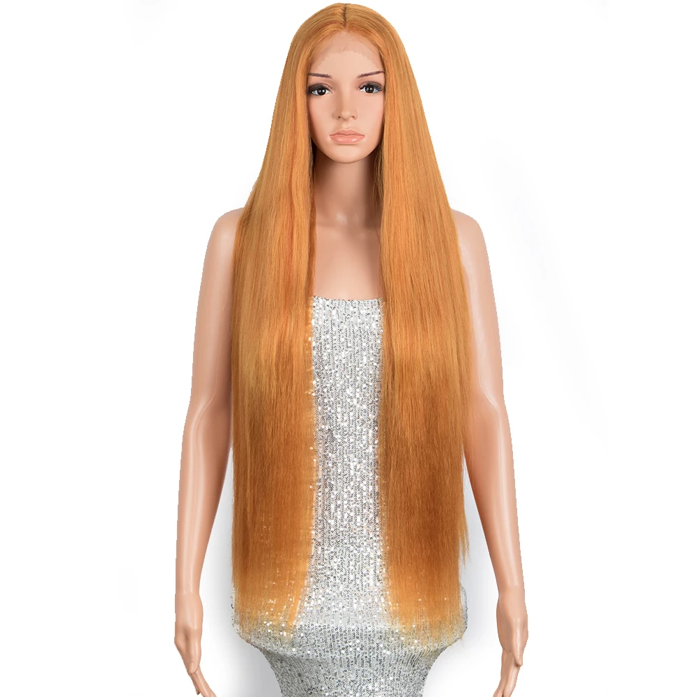 

High Temperature New Super Soft Silky Straight Synthetic Wig 36 inch Blonde Hair Extension Tina Turner Melbourne Lace Front Wig, Pictures showed