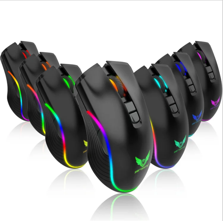 

NEW type C 2.4G 2400dpi Wireless 7D Gaming RGB Mouse Rechargable Mouse, Black, gray, red