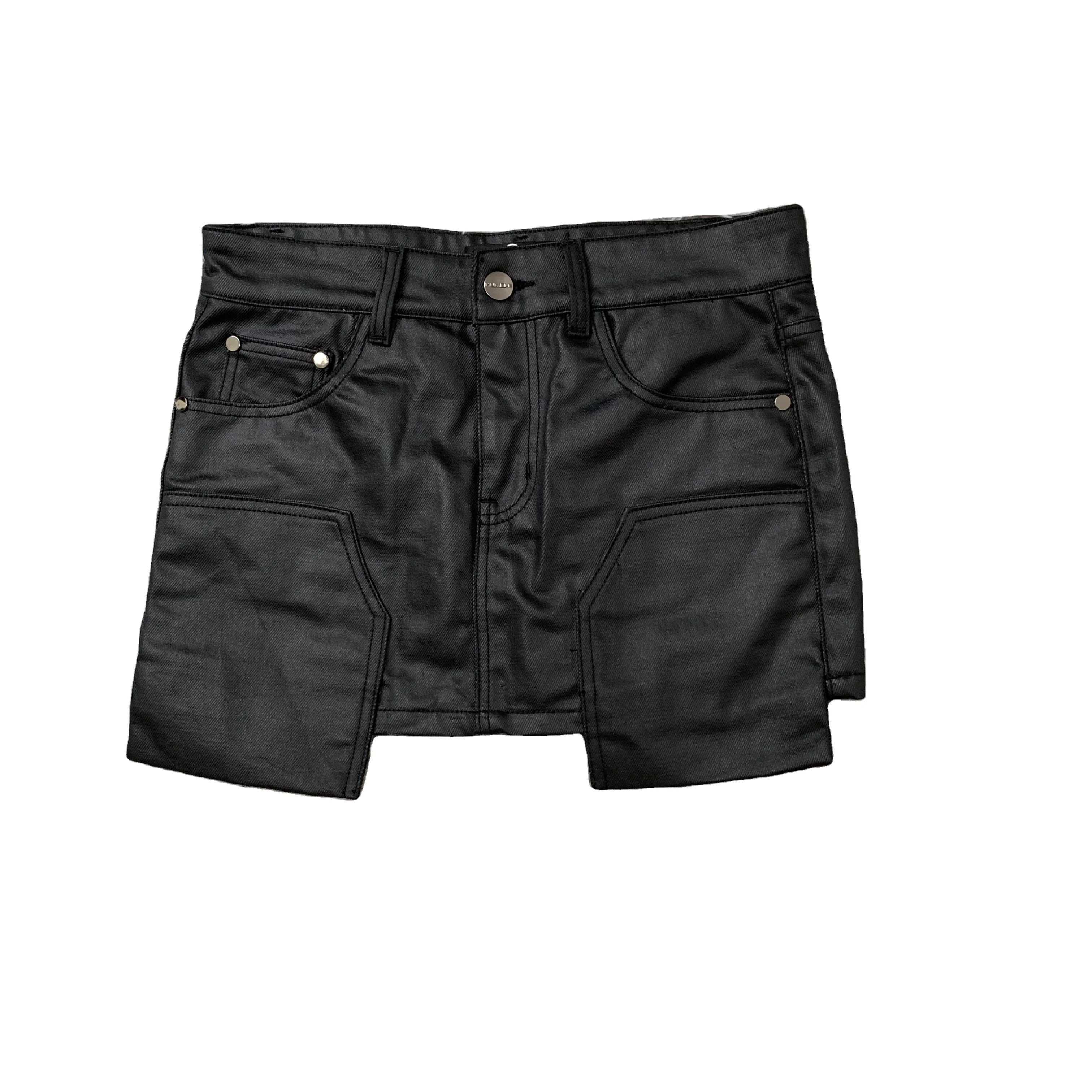 DENIMGUYS Custom Back Embroidery Logo Lady Summer Beach Micro Mini Skirt Straight Mujer High Waist Waxing Cargo Skirt Women