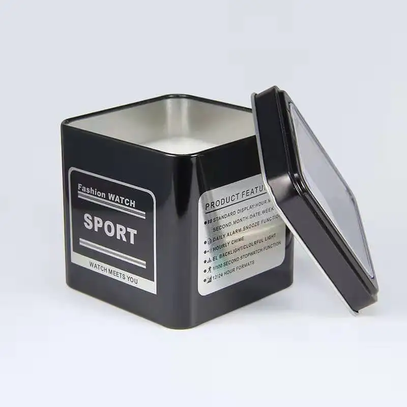 

Big Top Quality Premium Recycled Custom Luxury Black Tin Metal Watch Box With Logo Wholesale