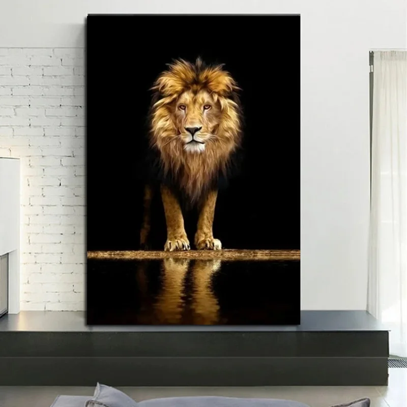 

Lion in the dark canvas art poster print animal wall art decoration picture african lion home wall decoration frameless