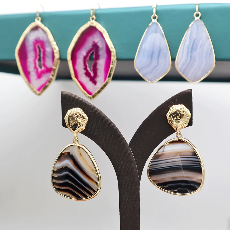 

WE034 Summer natural stone color earrings