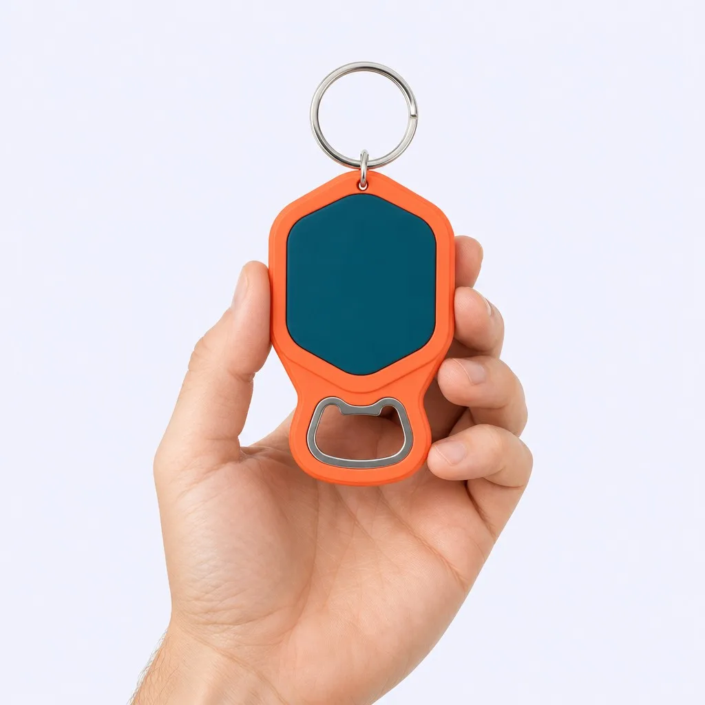 PVC keychain held in hand