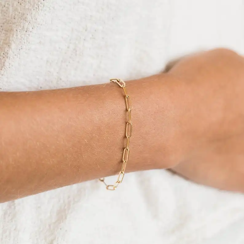 

Trendy jewelry women bracelet , popular summer season trending chain bracelet cuban link, 14k gold
