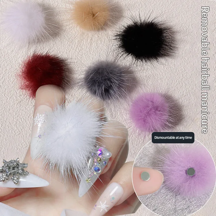 

2021 Popular Nail Decoration Charm Balls Magnetic Colorful Nail Pom Pom Wholesale