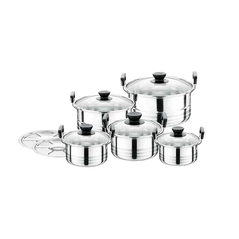 

10PCS Stainless Steel Cookware Set Kitchenware Set Cookware With Steamer, Silver