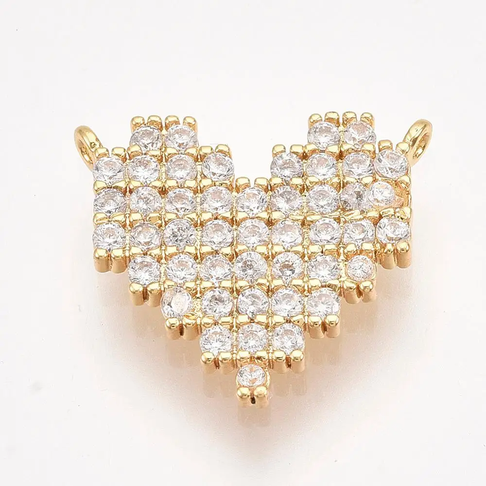 

PandaHall Golden Heart Brass Micro Pave Cubic Zircon Pendants