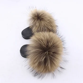 real racoon fur slides