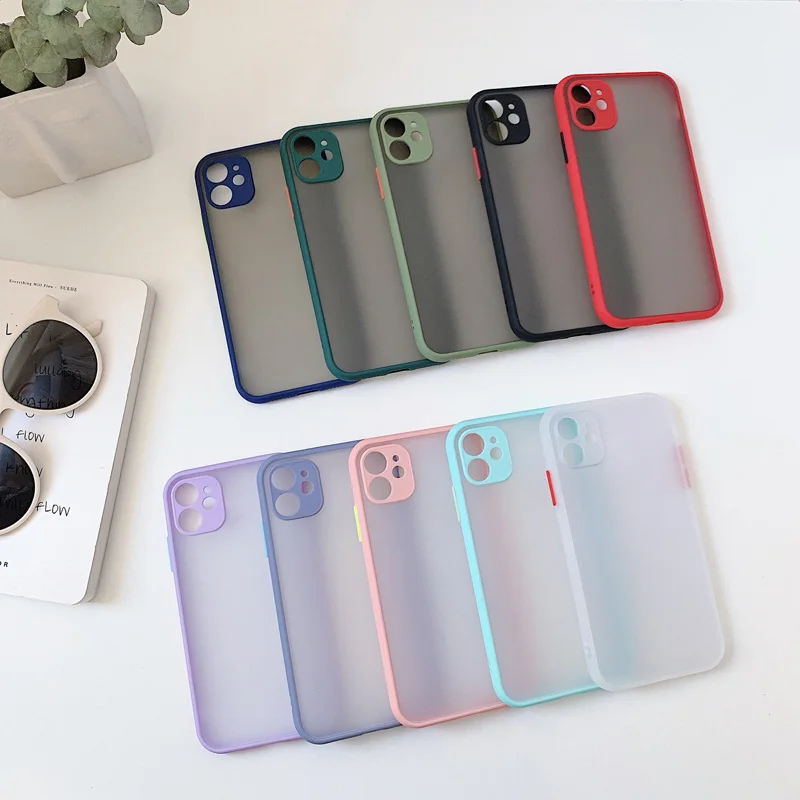 

Camera Lens Protection Case For iphone 12 11 Pro Max Skin Feeling Touch Frosted Hard PC Phone Case, Mix colors