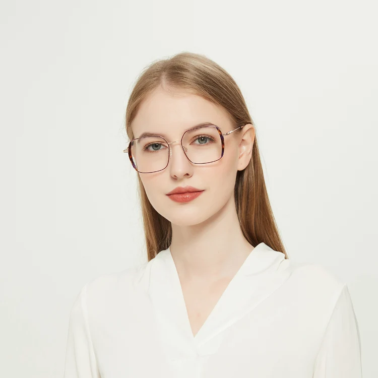 

High quality new fashion metal optical frame polygon eyeglasses Woman luxury designer eyeglasses, 3 colors