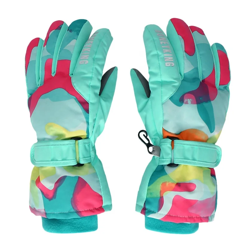 
Girls Winter print Ski Gloves Waterproof Outdoor Thicken Glove skating gloves 