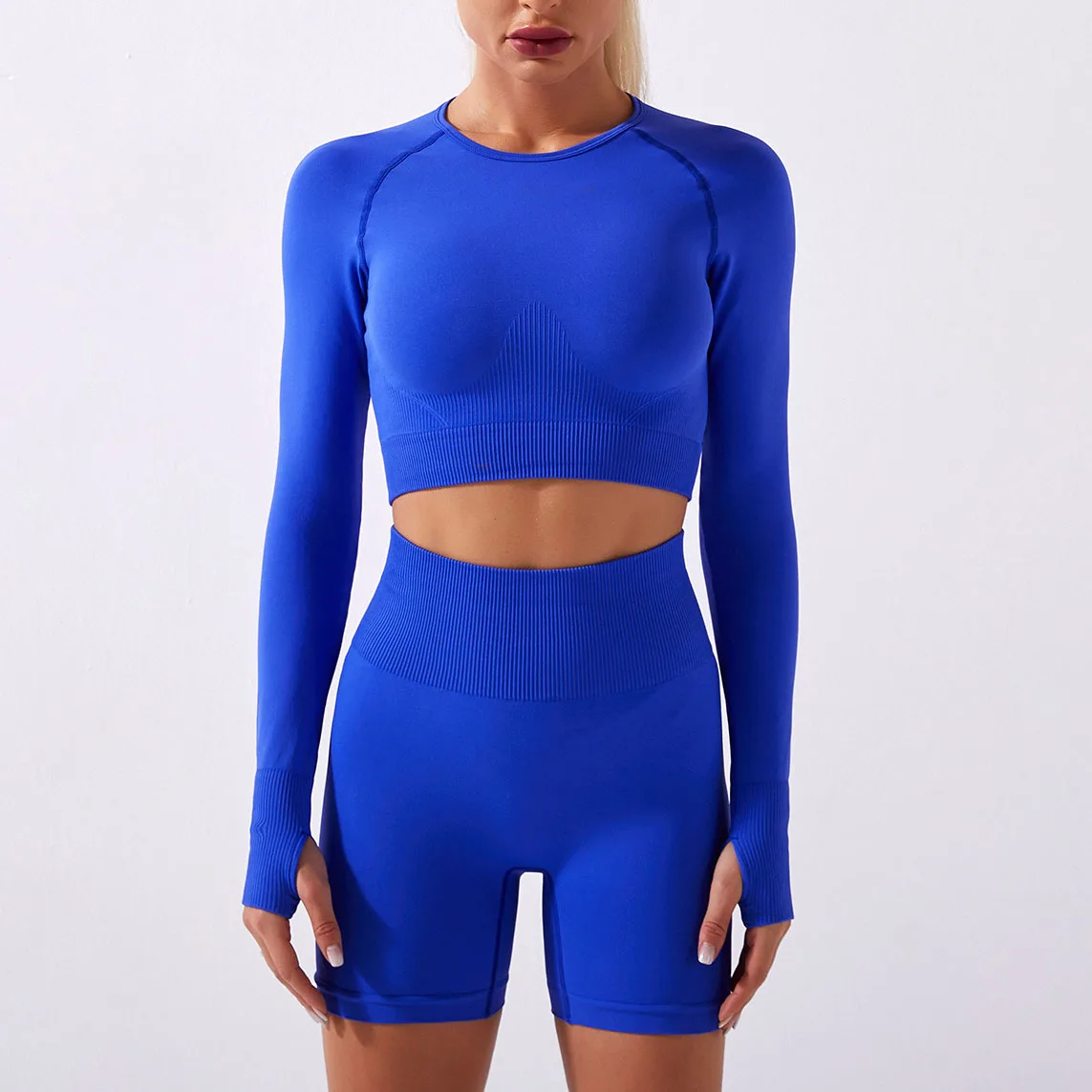 

XIUYU new seamless abdominal shorts moisture absorption sweat sports short-sleeved fitness yoga short set female, Customized colors
