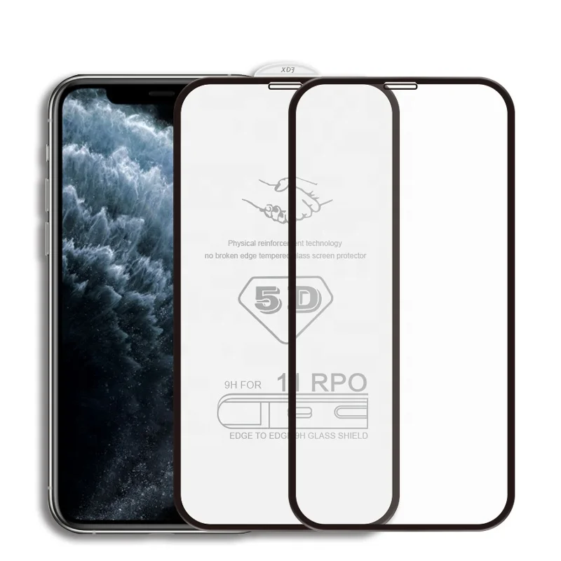 

Top 9H 5D cold carving for iPhone 6 7 8 plus X xs xr 11 11Pro 12 mobile phone tempered glass screen protector, Black white
