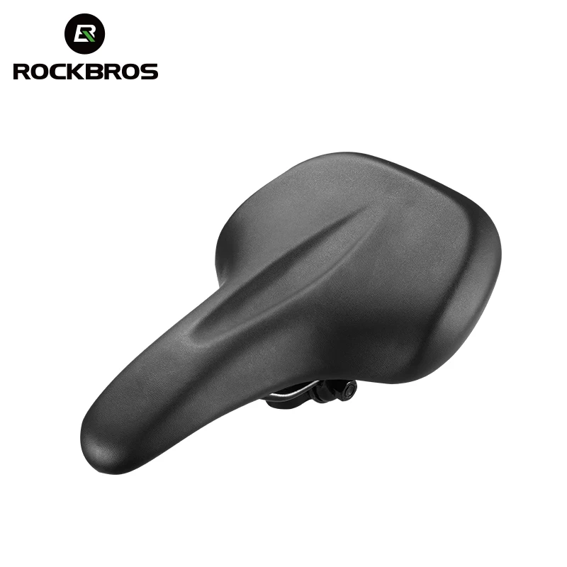 

ROCKBROS Soft Comfortable Bike Seat Saddle Anti-shock Thicken Widen Bike Accessories MTB Cycling Road Bicycle Saddle Leather, Black