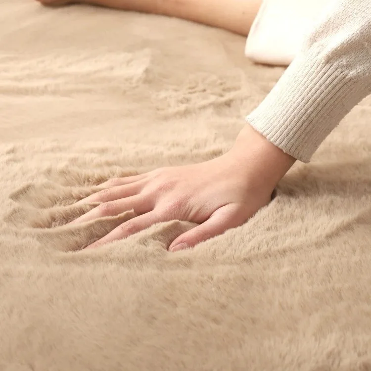High Quality Luxury Machine Washable Shaggy Soft Faux Rabbit Fur Area Rug Carpet Flurry Kids Playing Floor Mat Fur Carpets