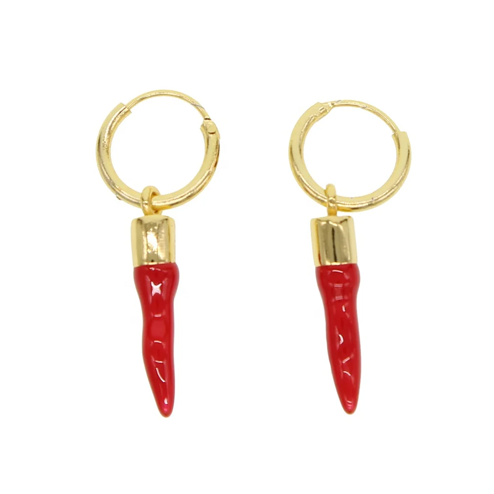 

2021 summer new chili pepper charm drop earring Gold metal fashion lovely girl women ear chili pepper jewelry