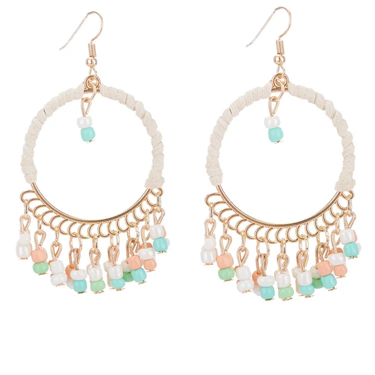 

bohemian bead tassel rope earrings drop dangle