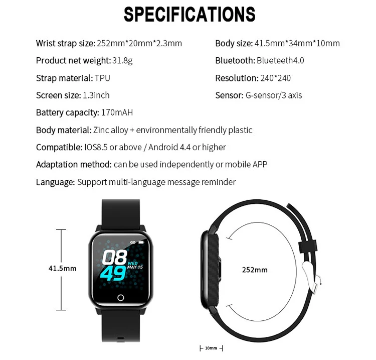 m29 smartwatch specifications