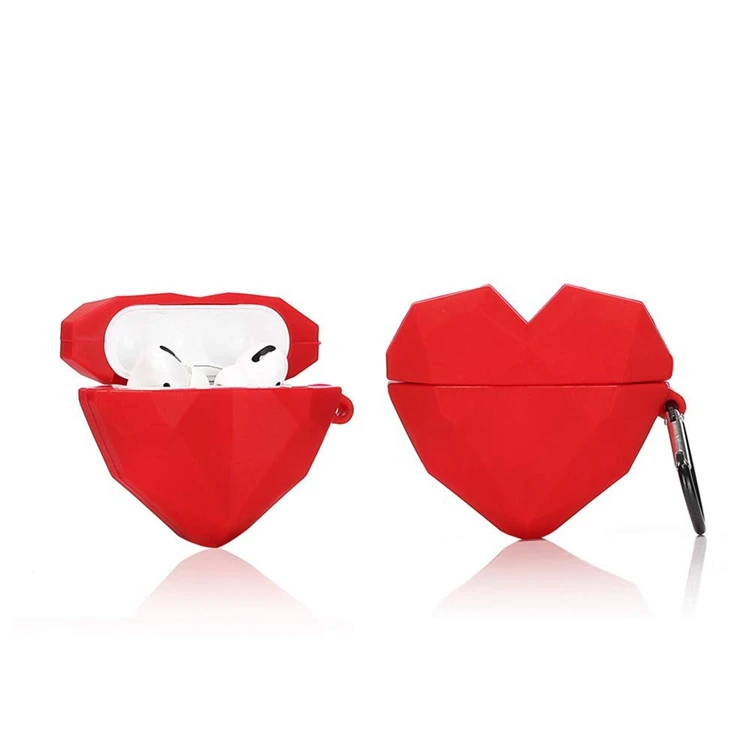 

Fashion Cute Red 3D Diamond Cartoon Heart Silicone Earphone Protective Case for Airpods Pro 1 2 3 Fundas