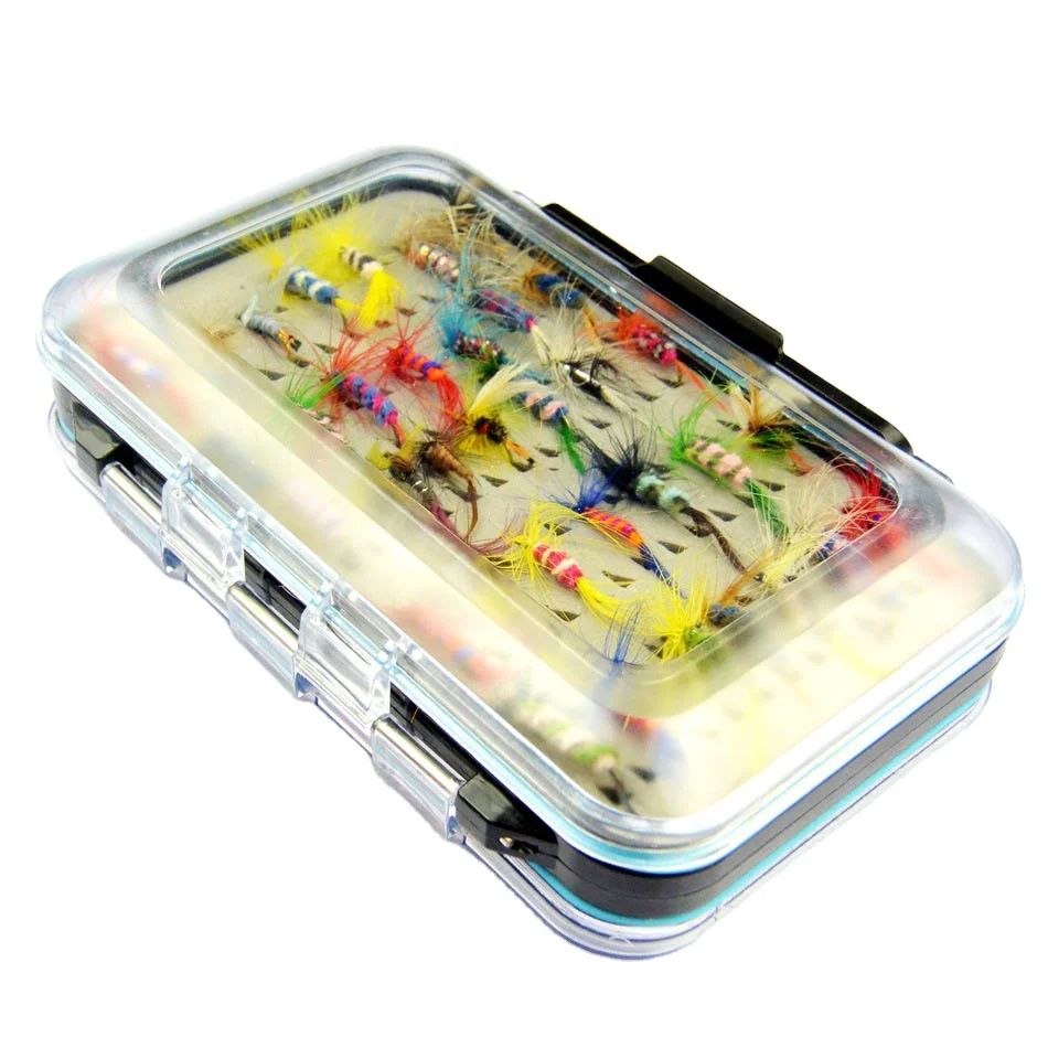 

64 Pcs/Box Fly Fishing Lures Hair Material Crank Baits Hooks Set Bionic Fly Larvae Bait Fish Tackles, Red