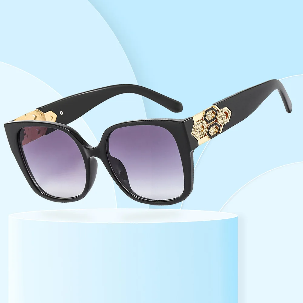 

New Fashion Retro Metal Big Frames Sunglasses Leopard Print Personlality Shades Vintage Sun Glasses For Unisex, As the picture shows