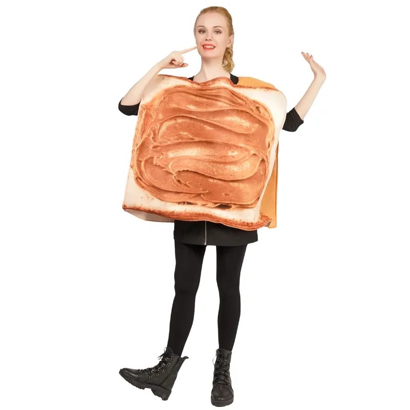 

Brand New Design Pretty Cosplay Party Fashionable Funny Unisex Fashion Bread Shape Peanut Butter Toast Costume