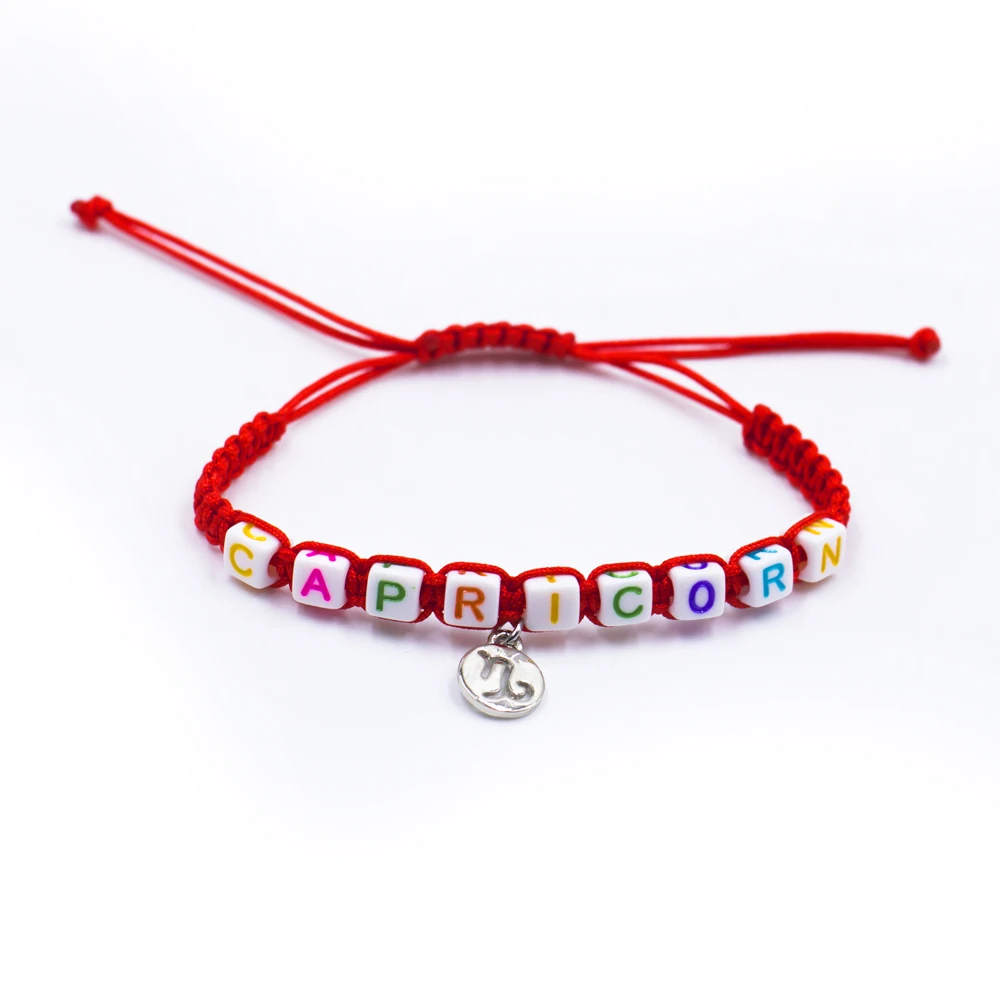 

2021 Haosiqi wholesale new Capricorn custom letter bead bracelet jewelry hand-woven bracelet, Red