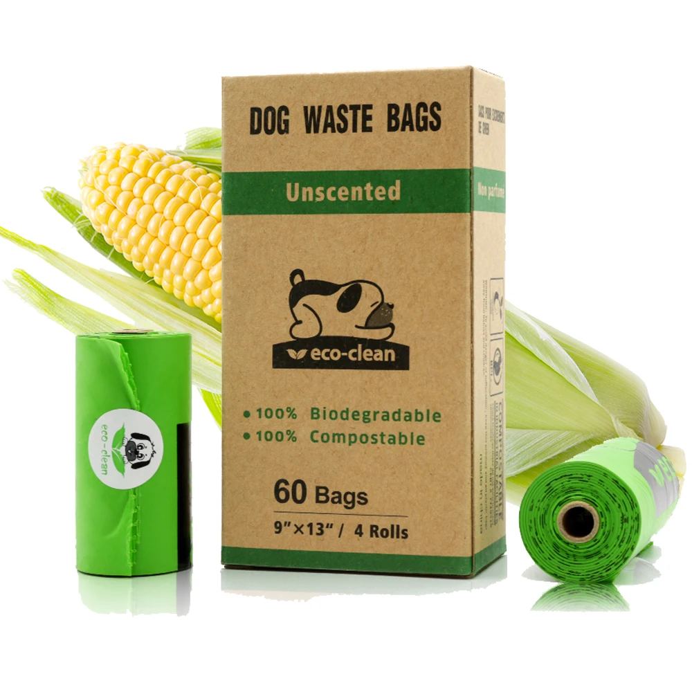 

Compostable Cornstach Custom Printed Size 100% Biodegradable Wholesale Certificate Pet Poo Plastic Dog Waste Bag Cat Poop Bags