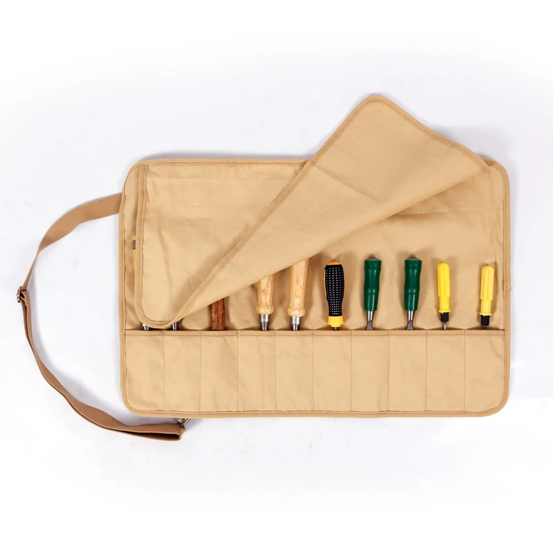 Custom Durable Waxed Canvas Roll Up Tool Bag Buy Rolling Tool Bag