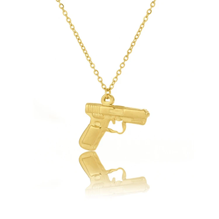 

2020 hot sale pistol necklace 304 stainless steel wedding jewelry pendant for unisex, Rose gold