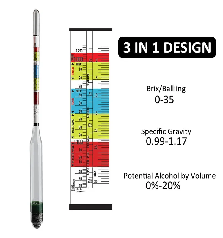 Hydrometerとtest Jarためwine Beer Meadとkombucha Triple Scale Hydrometer  250ミリリットルplastic Cylinder Cleaning Brush  Bag - Buy 比重計とテストワインビールミード とkombuchaコンボキット用のトリプルスケール比重計250ミリリットルプラスチックシリンダー ...