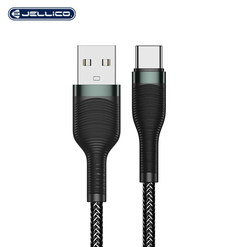 

2021 Hot Sale Nylon Braided USB Data Cable 3A Fast Charging Cables Power Cables For Type-C Huawei, Samsung, Black/red/silver