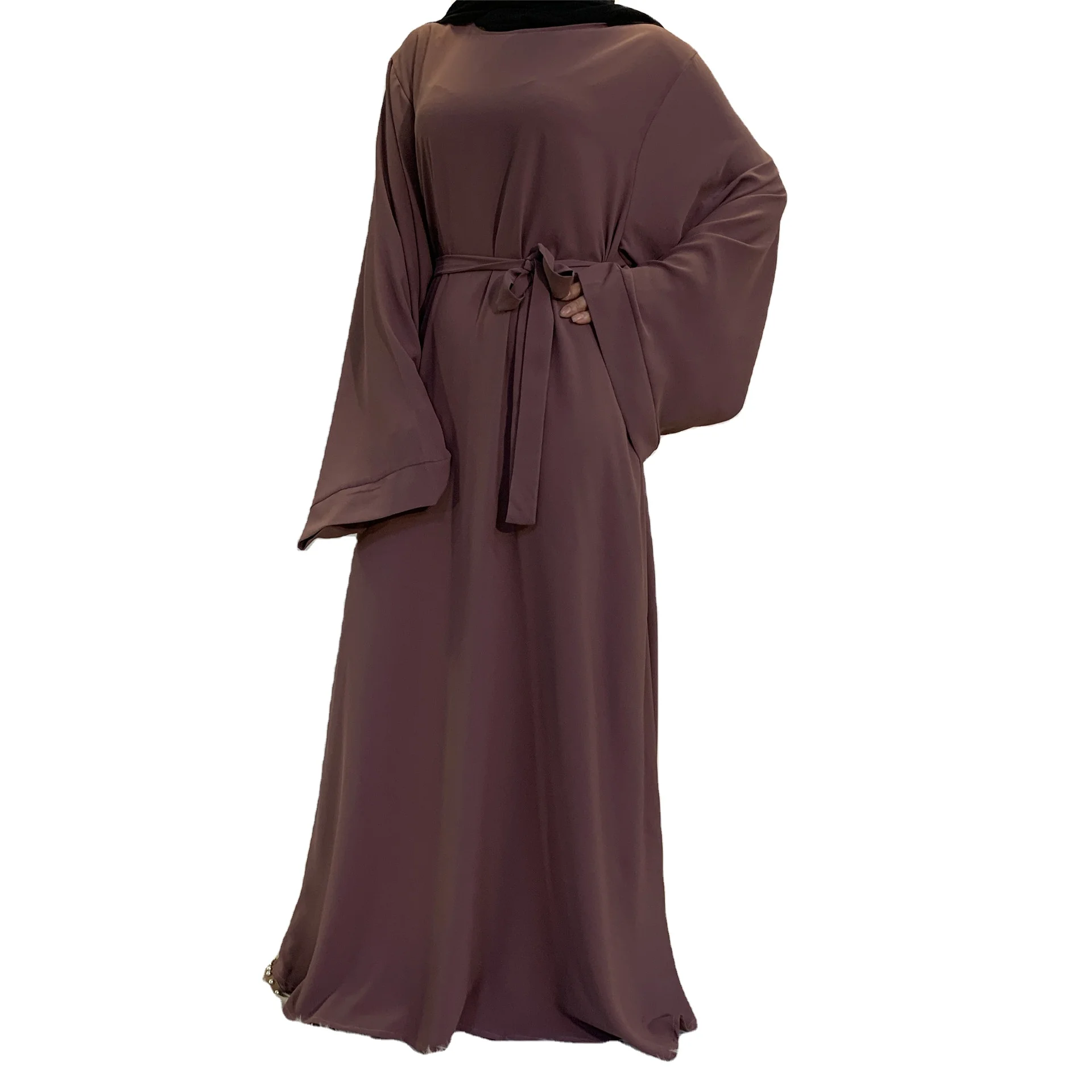 

EID Dubai Abaya Turkey Solid Color Simple Modest Kaftan Islamic Clothing Middle East Muslim Dresses For Women