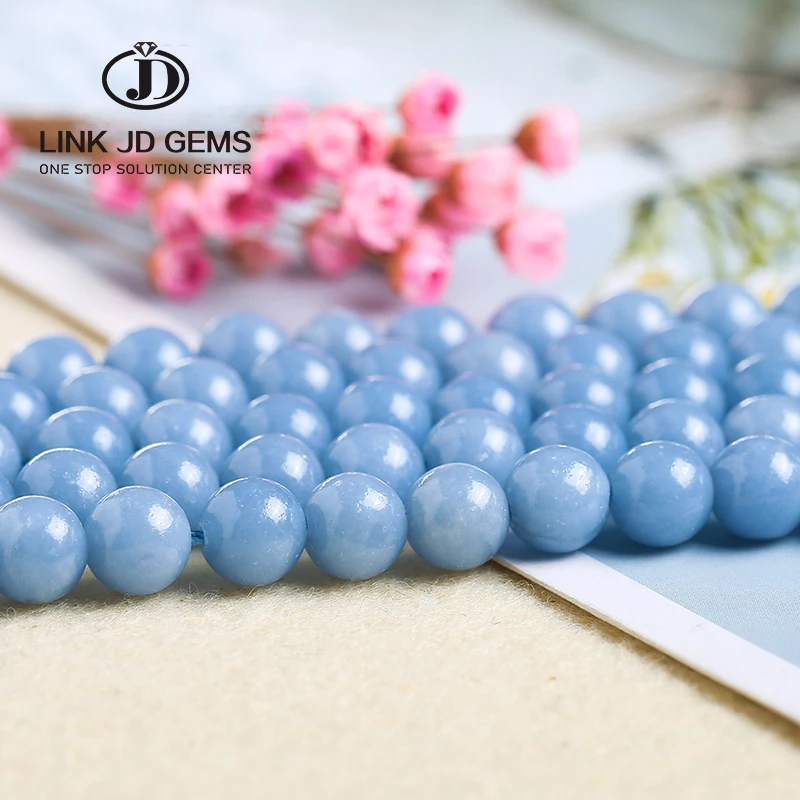 

JD 4 6 8 10 12mm Natural Blue Angelite Angel Stone Beads Round Loose Spacer Beads For Jewelry Making DIY Bracelets Necklace