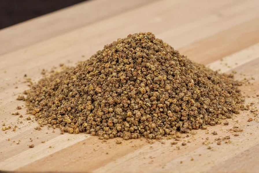 Glass bottle of homemade peppercorn-infused oil