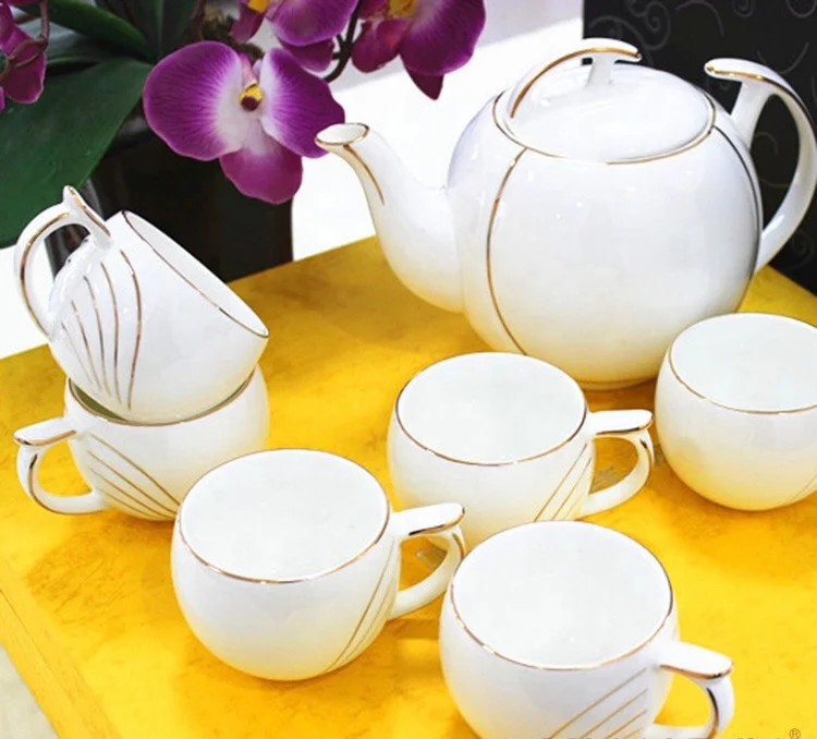 

Ceramic round white royal coffee pot cup set