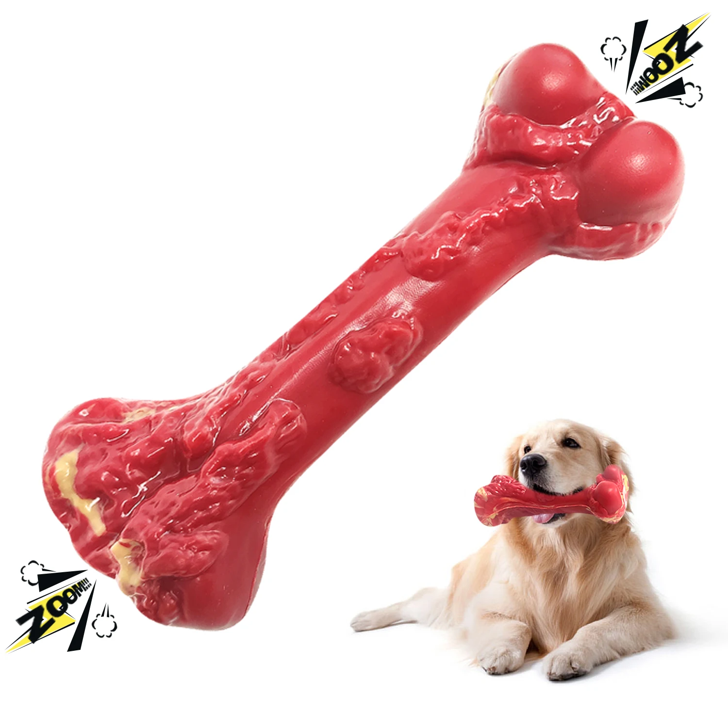 

design for aggressive chewer safe smooth teeth care interactive artificial bacon fragrance indestructible bone dog chew toy