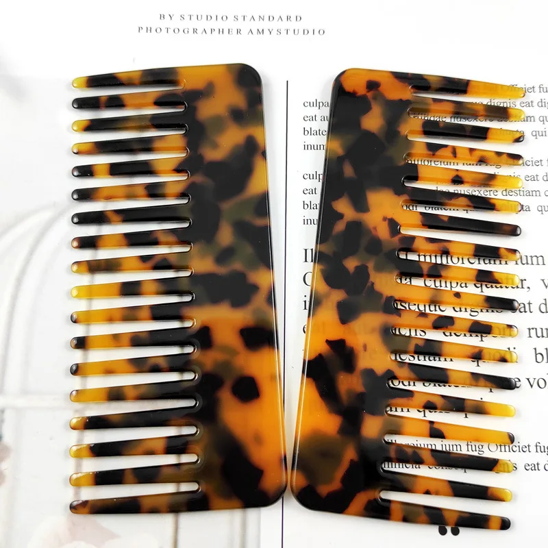 

11.5cm/4.5in Leopard Marble Cushion Wide Tooth Comb Anti Static Detangle Acetic Acid cellulose acetate comb, Picture shows