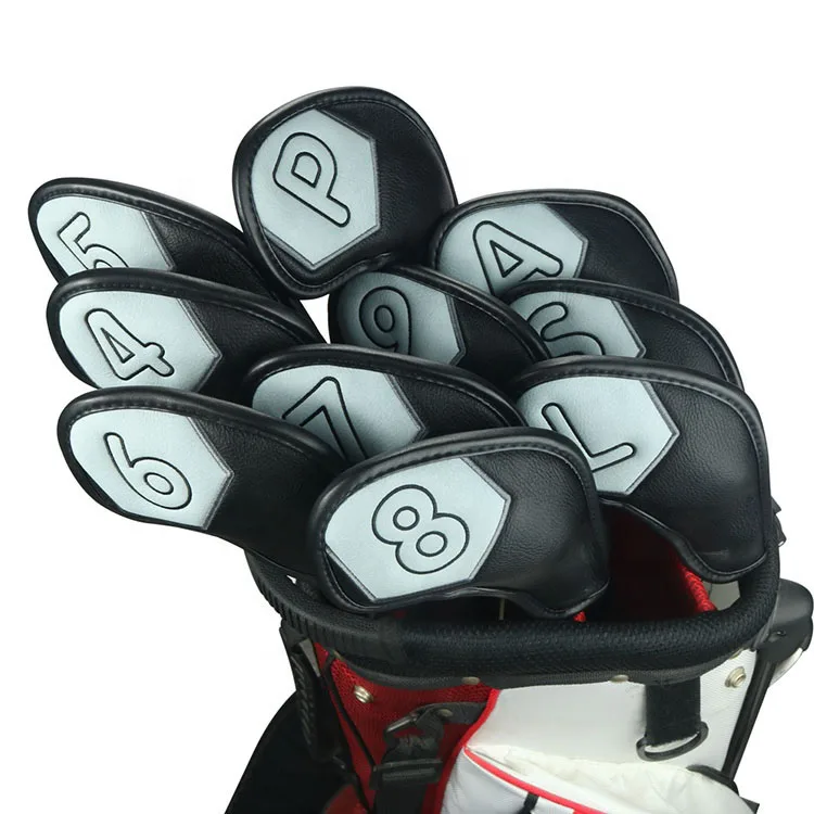 

New Premium Custom Number Fancy Designs Golf Leather Golf Iron Head Cover, Many colors to choose
